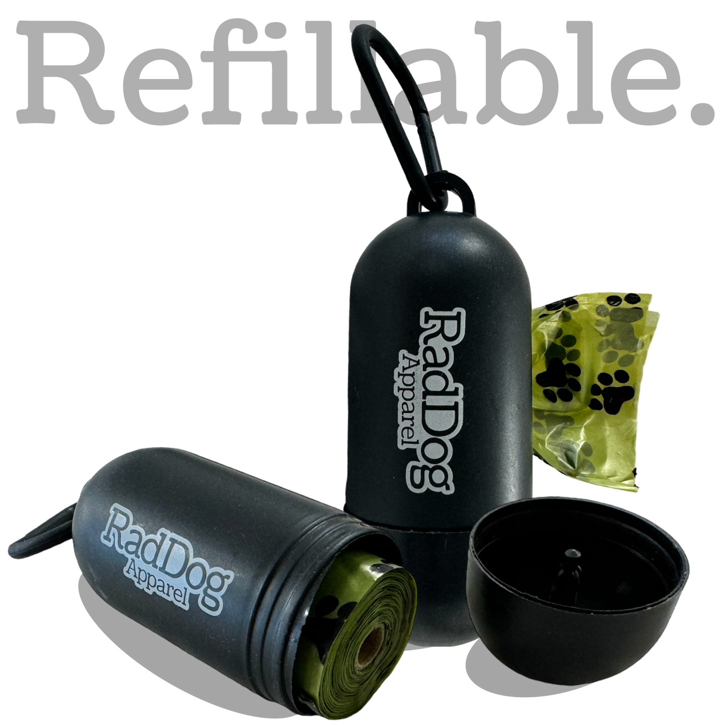 Refillable Dog Poop Bag Holder With 20 Bags | Rad Dog Apparel